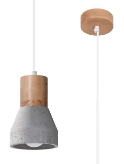 Sollux Pendelleuchte Beton Holz Ø 12 cm Skandinavisch E27