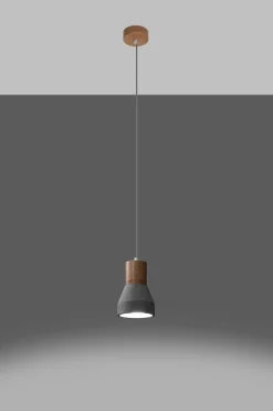 Sollux Pendelleuchte Beton Holz Ø 12 cm Skandinavisch E27