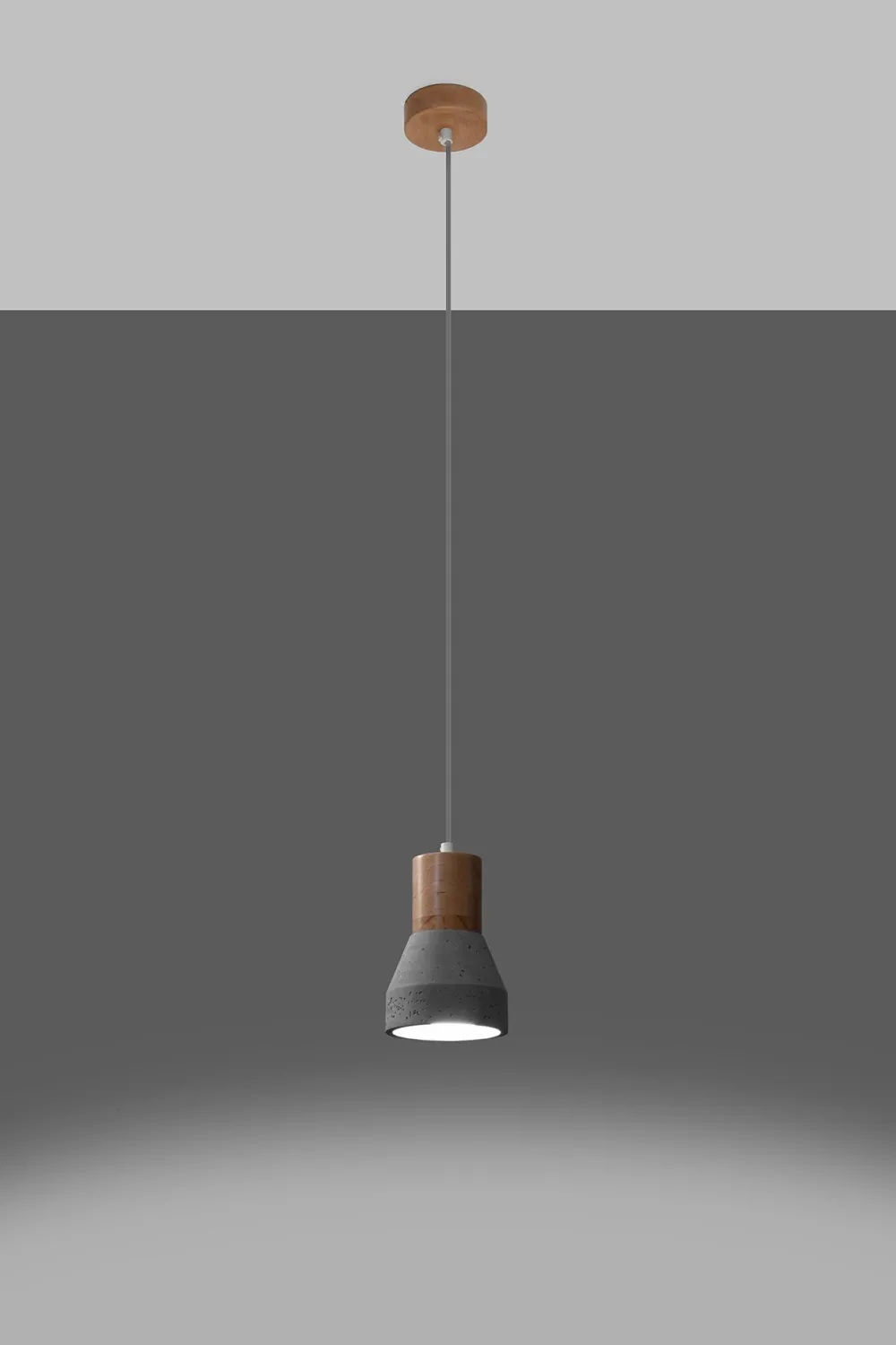 Sollux Pendelleuchte Beton Holz Ø 12 cm Skandinavisch E27