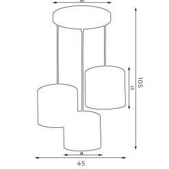 Outlet Luminex Pendelleuchte Blau Gold Stoff Metall 3-flammig blendarm