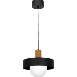 Outlet Luminex Pendelleuchte blendarm Glas Holz Metall Ø29 cm Modern