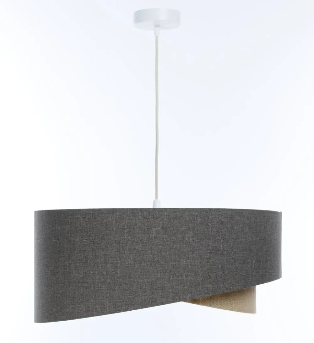 BPS Koncept Pendelleuchte Braun Beige E27 rund Ø 60 cm Stoff Modern* Hängelampen|Bürolampen