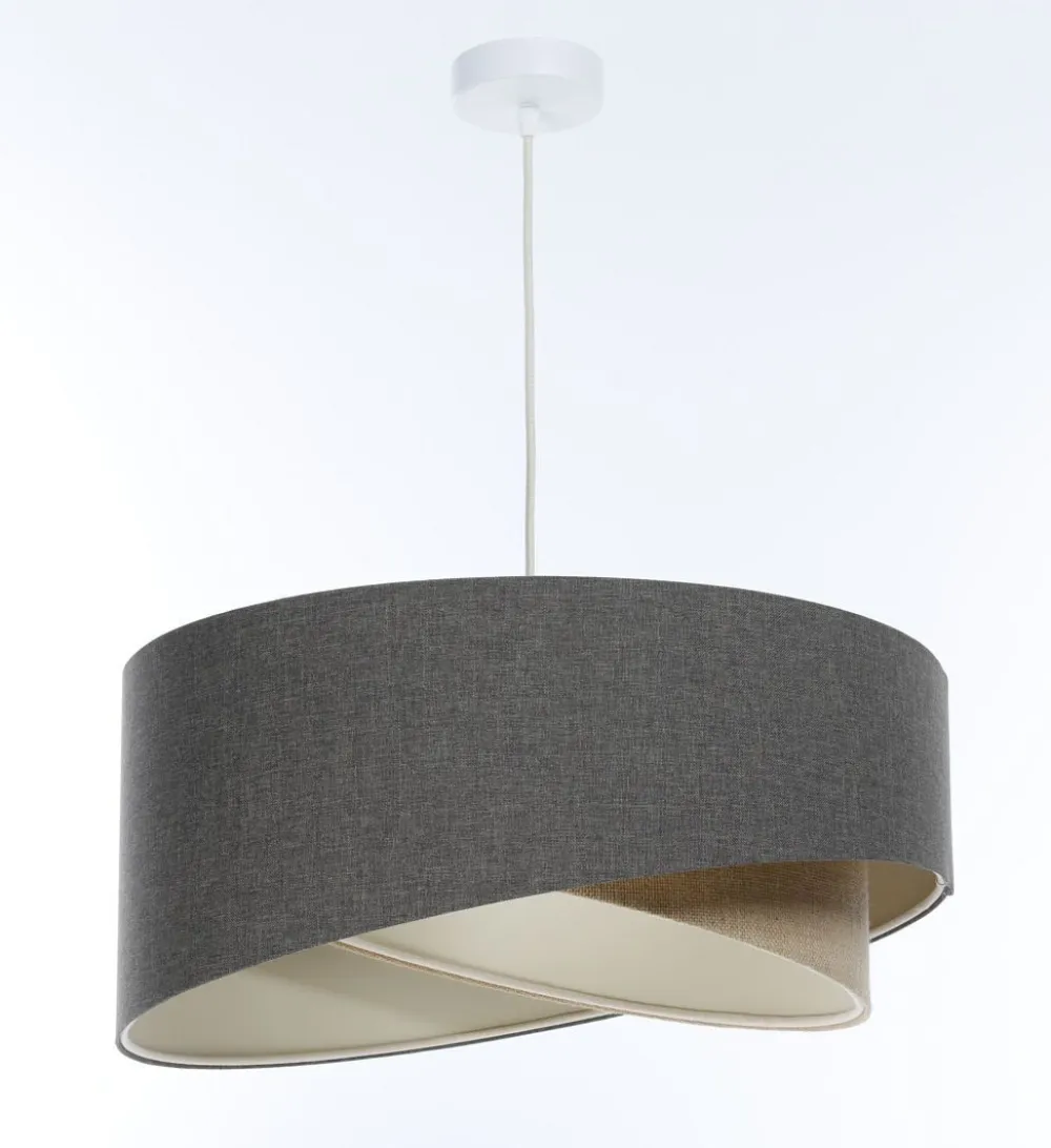 BPS Koncept Pendelleuchte Braun Beige E27 rund Ø 60 cm Stoff Modern* Hängelampen|Bürolampen