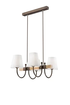 Lamkur Pendelleuchte Braun Holz 4-flmg Landhaus Esstisch