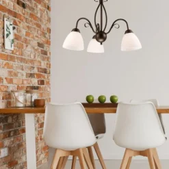 Lamkur Pendelleuchte Braun Metall Esstisch Rustikal 3xE27* Hängelampen|Esszimmer Lampen