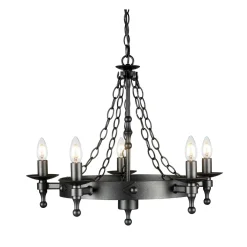 Elstead Pendelleuchte CAMELOT 9 Schwarz Ø60cm Design Lampe* Hängelampen|Rustikale Lampen