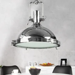 Invicta Interior Pendelleuchte Ø45cm Industrie Wohnzimmerlampe Chrom