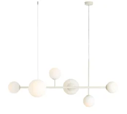 ALDEX Pendelleuchte Creme Weiß E27 E14 6-flammig Kugelschirm* Hängelampen|Bürolampen