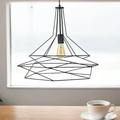 Discount Jupiter Pendelleuchte Draht Schwarz geometrisch Esstisch