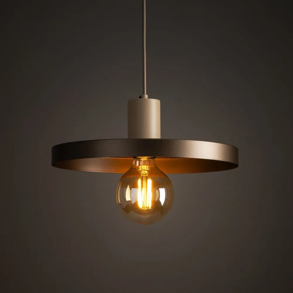 TK Lighting Pendelleuchte E27 Ø30 cm rund Sandgrau Braun Vintage* Hängelampen|Bürolampen