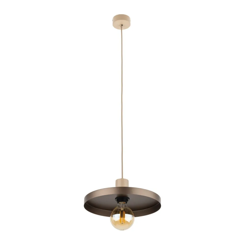 TK Lighting Pendelleuchte E27 Ø30 cm rund Sandgrau Braun Vintage* Hängelampen|Bürolampen