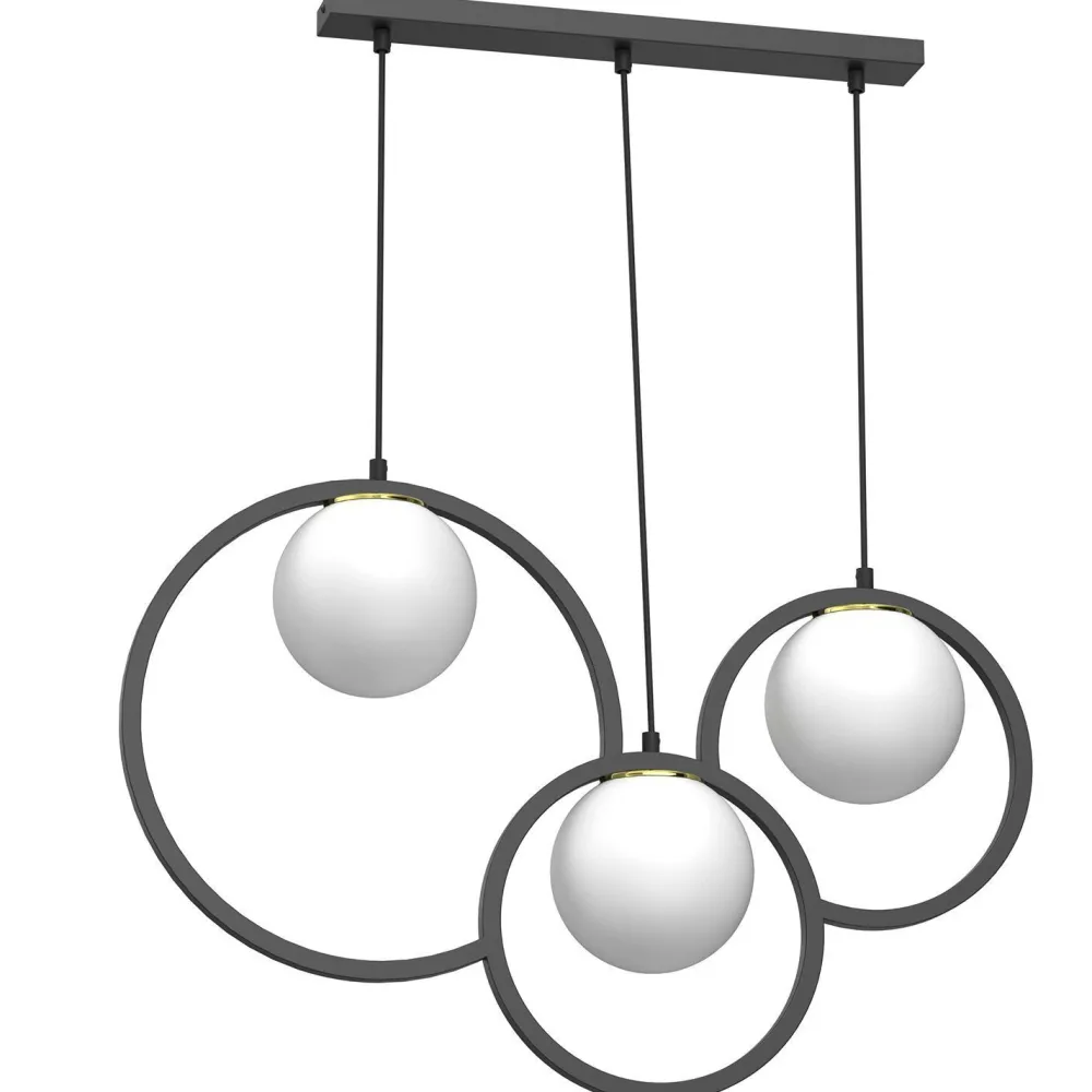 Sale Luminex Pendelleuchte E27 Glaskugeln Metall Schwarz Weiß Gold