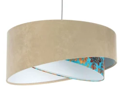 Online BPS Koncept Pendelleuchte E27 rund Ø 50 cm Stoff Velours Optik Beige Bunt