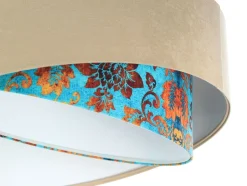 Online BPS Koncept Pendelleuchte E27 rund Ø 50 cm Stoff Velours Optik Beige Bunt