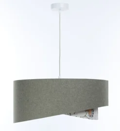 BPS Koncept Pendelleuchte E27 rund Ø 45 cm Grün Weiß Floral Stoffschirm* Bürolampen|Schlafzimmer Lampen