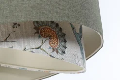 BPS Koncept Pendelleuchte E27 rund Ø 45 cm Grün Weiß Floral Stoffschirm* Bürolampen|Schlafzimmer Lampen