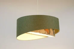 BPS Koncept Pendelleuchte E27 rund Ø 45 cm Grün Weiß Floral Stoffschirm* Bürolampen|Schlafzimmer Lampen