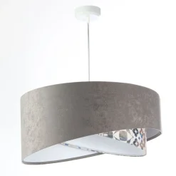 Best BPS Koncept Pendelleuchte E27 rund Ø 50 cm Stoff Velours Optik Grau Beige