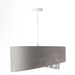 Best BPS Koncept Pendelleuchte E27 rund Ø 50 cm Stoff Velours Optik Grau Beige