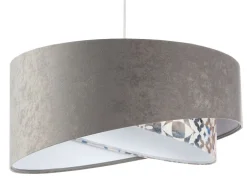 Best BPS Koncept Pendelleuchte E27 rund Ø 50 cm Stoff Velours Optik Grau Beige