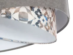 Best BPS Koncept Pendelleuchte E27 rund Ø 50 cm Stoff Velours Optik Grau Beige