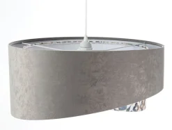 Best BPS Koncept Pendelleuchte E27 rund Ø 50 cm Stoff Velours Optik Grau Beige