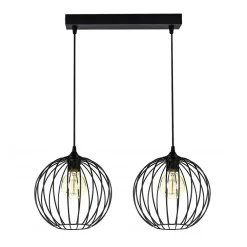 Belis Pendelleuchte E27 Schwarz Metall 2-flammig L:60 cm* Hängelampen|Bürolampen