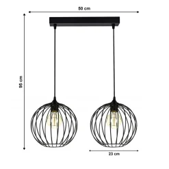 Belis Pendelleuchte E27 Schwarz Metall 2-flammig L:60 cm* Hängelampen|Bürolampen