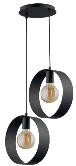 Sigma Pendelleuchte E27 Schwarz Ringe 2-flammig stilvoll* Hängelampen|Moderne Lampen