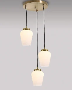 Sale Giovanni Battista Pendelleuchte Echt-Messing Glas 3-flammig Esstisch