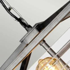 Elstead Pendelleuchte eckig Metall Glas E27 B: 49,3 cm Gunmetal Grau* Bürolampen|Esszimmer Lampen