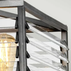 Elstead Pendelleuchte eckig Metall Glas E27 B: 49,3 cm Gunmetal Grau* Bürolampen|Esszimmer Lampen