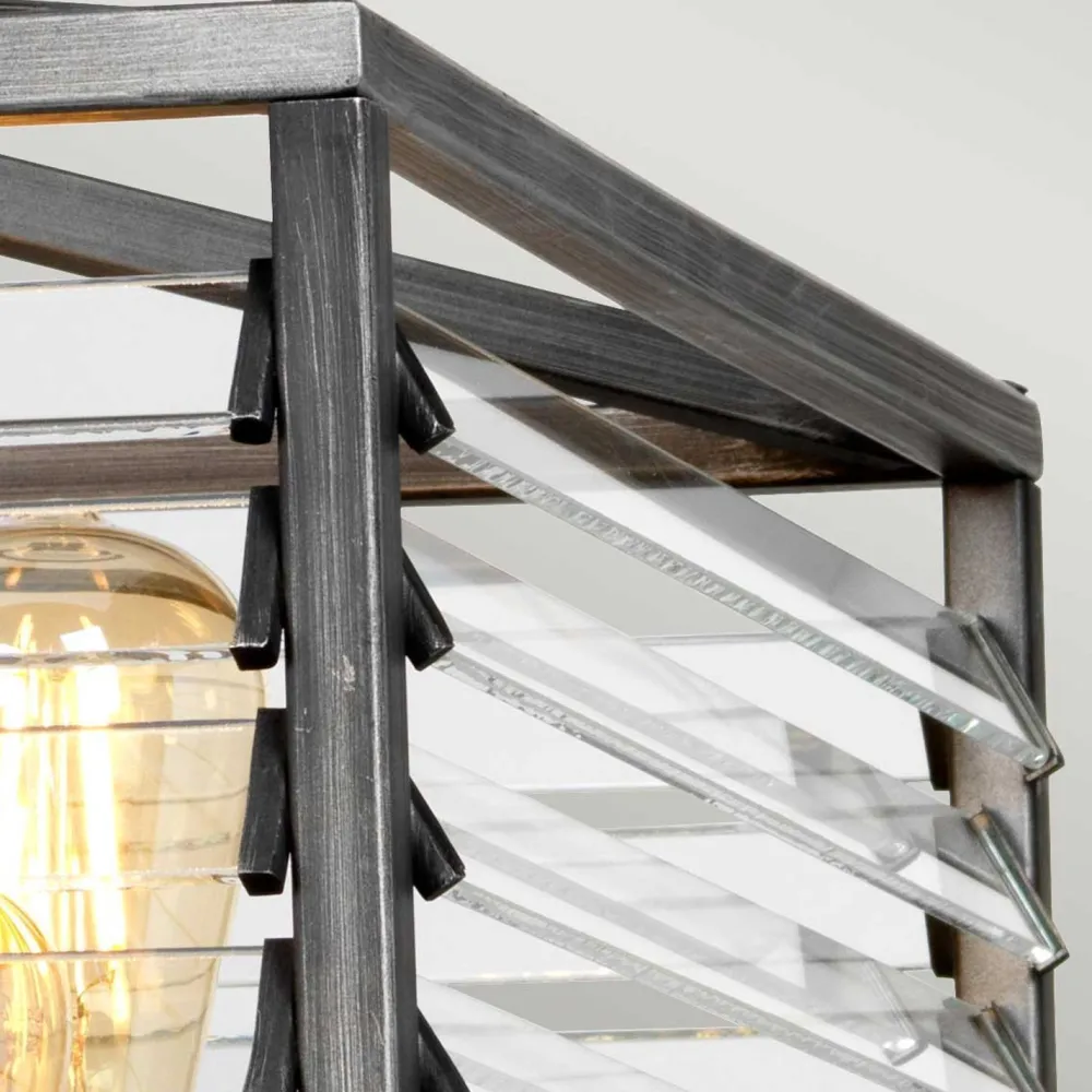 Elstead Pendelleuchte eckig Metall Glas E27 B: 49,3 cm Gunmetal Grau* Bürolampen|Esszimmer Lampen