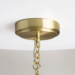 New Maytoni Pendelleuchte Edelstahl Stoff E14 Ø 68 cm rund Modern