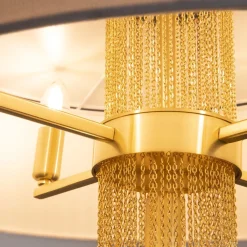 New Maytoni Pendelleuchte Edelstahl Stoff E14 Ø 68 cm rund Modern