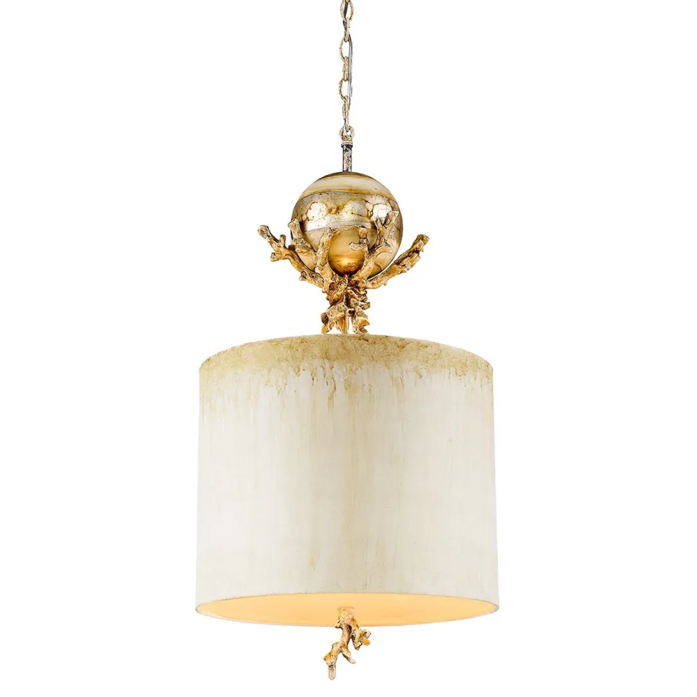 Elstead Pendelleuchte ELIF Ø38cm Creme kürzbar Hängelampe