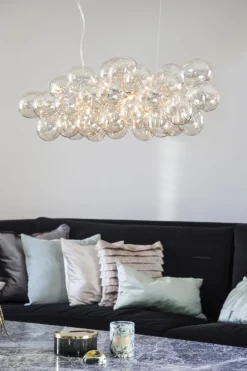 By Rydéns Pendelleuchte Esstisch B: 80 cm Metall Rauchglas 8x G9* Hängelampen|Bürolampen