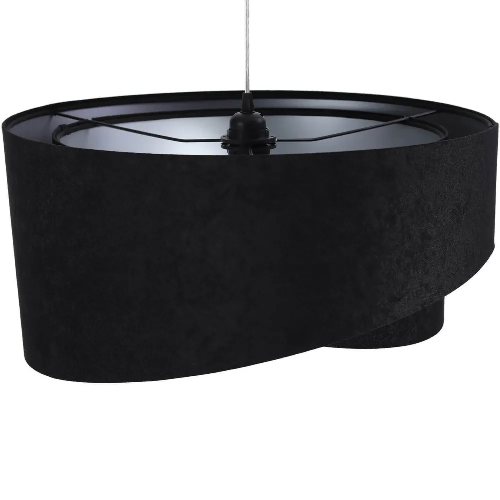 Discount BPS Koncept Pendelleuchte Esstisch Schwarz Silber Stoff Ø50cm