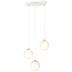 Best Emibig Pendelleuchte 3-flammig Ø 40 cm Weiß Gold Glas