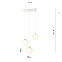 Best Emibig Pendelleuchte 3-flammig Ø 40 cm Weiß Gold Glas