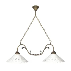 Giovanni Battista Pendelleuchte 2-flammig B: 83,5 cm Keramik Messing E27* Hängelampen|Feuchtraumleuchten