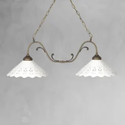 Giovanni Battista Pendelleuchte 2-flammig B: 83,5 cm Keramik Messing E27* Hängelampen|Feuchtraumleuchten