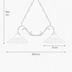 Giovanni Battista Pendelleuchte 2-flammig B: 83,5 cm Keramik Messing E27* Hängelampen|Feuchtraumleuchten