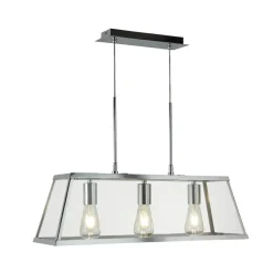 Sale Searchlight Pendelleuchte 3-flammig Chrom Klar E27 Glas Metall