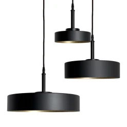 Hot Giovanni Battista Pendelleuchte 3-flammig E27 in Schwarz matt Gold Retro