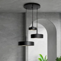 Hot Giovanni Battista Pendelleuchte 3-flammig E27 in Schwarz matt Gold Retro