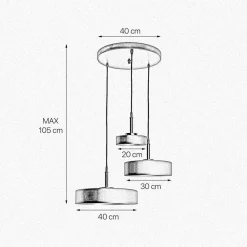 Hot Giovanni Battista Pendelleuchte 3-flammig E27 in Schwarz matt Gold Retro