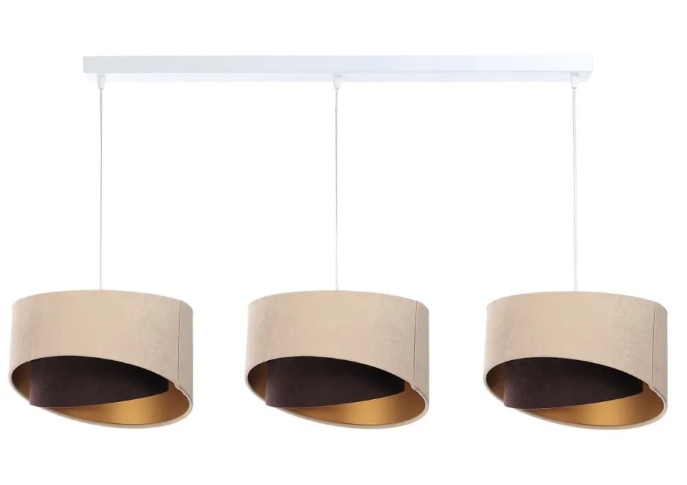 BPS Koncept Pendelleuchte 3-flammig E27 in Weiß Beige Braun Gold* Bürolampen|Wohnzimmerlampen