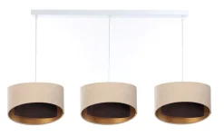 BPS Koncept Pendelleuchte 3-flammig E27 in Weiß Beige Braun Gold* Bürolampen|Wohnzimmerlampen