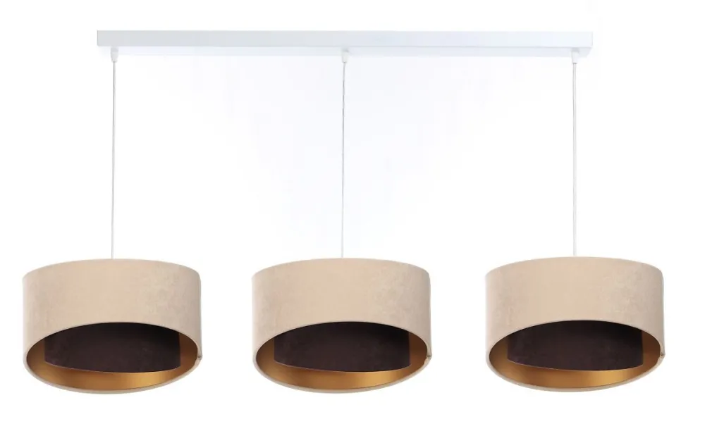 BPS Koncept Pendelleuchte 3-flammig E27 in Weiß Beige Braun Gold* Bürolampen|Wohnzimmerlampen